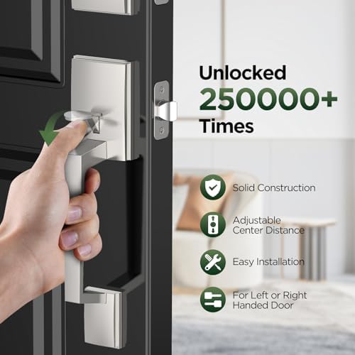 MAXECURITY Silver Front Door Handle and Deadbolt Set