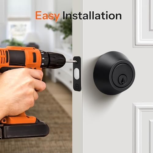 Gaurqiah Matte Black Keyed Single Cylinder Deadbolt Lock Complete Door Security Solution