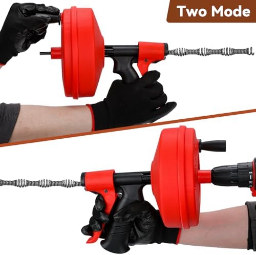 35FT Dual-Mode Drain Snake Get Rid of Hair Clogs in Minutes