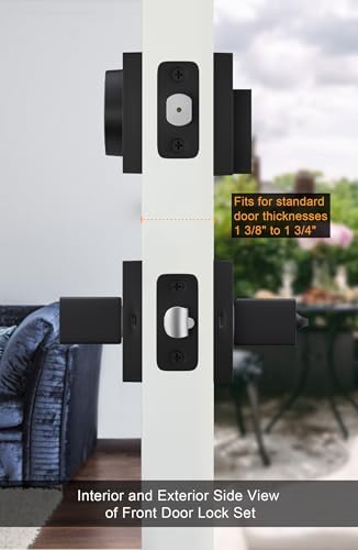GoldenWarm Modern Door Handle Set - Matte Black