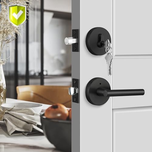 Haidms Matte Black Door Lock Set with Deadbolt