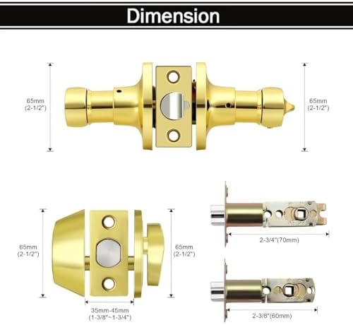 3-Piece Reversible Door Handle and Deadbolt Set Brass Keyed Alike