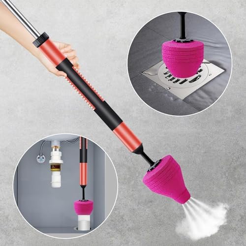High Pressure Toilet Plunger with Air Pump Heavy Duty Stainless Steel Clog Remover