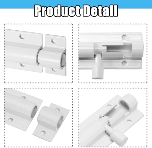 Murtenze 5 Inch Barrel Bolt Lock White - Heavy Duty Security Latch