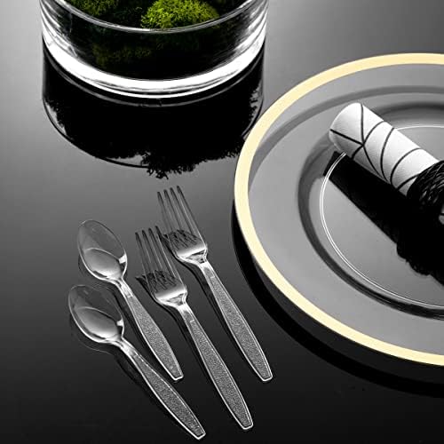 JoyServe Clear Plastic Cutlery Set 360 Pcs