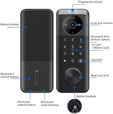 Modnlock Video Smart Deadlock Lock C95 Black IP65