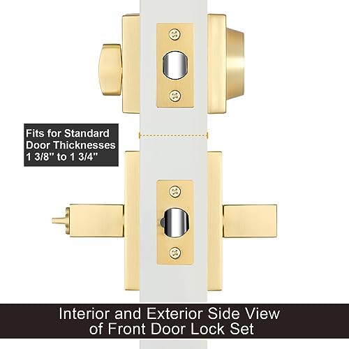 Haidms Gold Entry Door Handle Set with Deadbolt