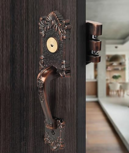 Ancient Red Copper Zinc Alloy Entry Door Lock Set