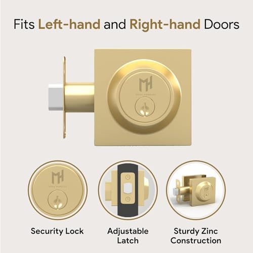 Mega Handles - Glamor Deadbolt I Entry Deadbolt Lock - Satin Brass