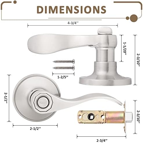 8-Pack Privacy Door Lock Set with Reversible Handles in Satin Nickel
