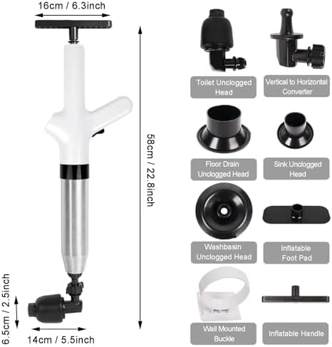 High-Pressure Air Toilet Plunger Drain Clog Remover