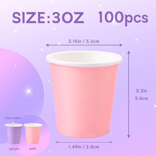 Sturdy 3ozReusable Pink Purple Paper Cups for Home Travel