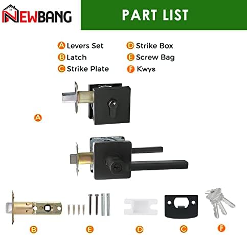 NEWBANG Square Heavy Duty Keyed Entry_combo with Deadbolt Lever Handle