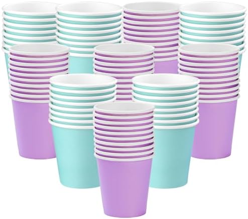 Premium 3 oz Paper Cups 100 Pack Blue Purple Bathroom Travel Use