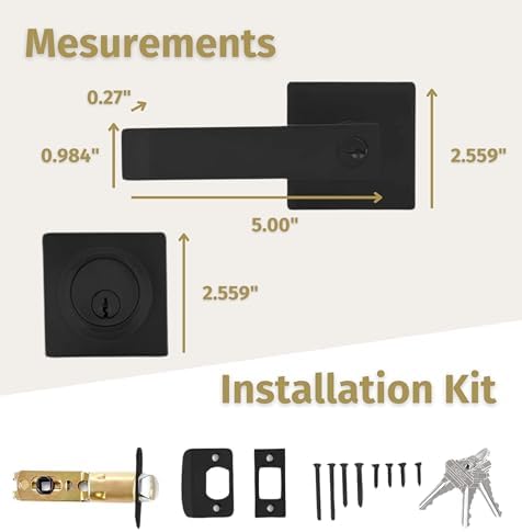 Mega Handles - Entry Lever Door Handle Deadbolt Set