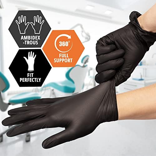 Med Prime Extra Strength Black Vinyl Gloves Powder Latex-Free