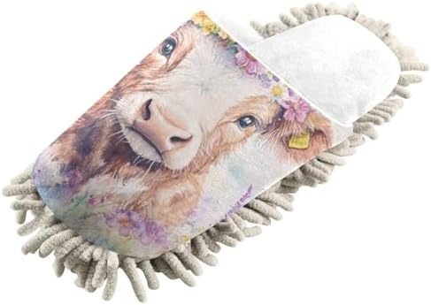 Burbuja Cow Slippers Microfiber Mop Dust Slippers for MenWomen