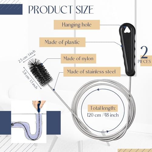 Baderke 2 Pcs Flexible Long Sink Drain brushes