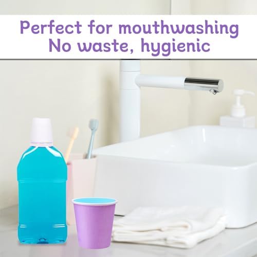 Premium 3 oz Paper Cups 100 Pack Blue Purple Bathroom Travel Use