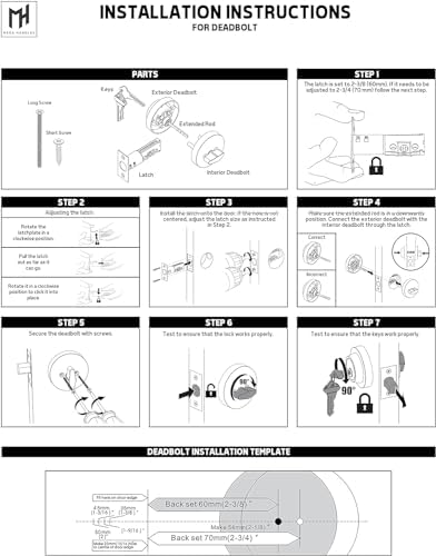 Mega Handles - Glamor Deadbolt I Entry Deadbolt Lock - Satin Brass