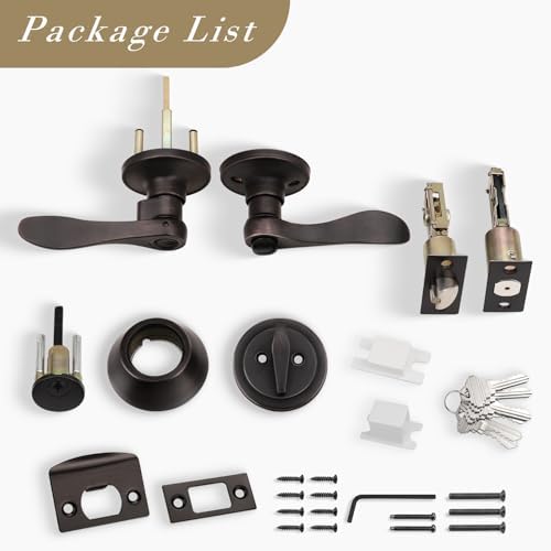 4 Pack Exterior Door Handle with Deadbolt Set