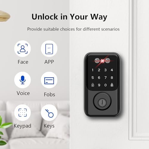 Jacchozhi 3D Face Recognition Smart Deadbolt Lock 1