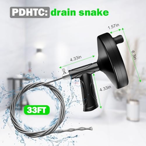 33 Ft Drain Snake Auger for Home Use