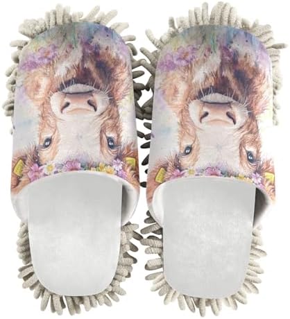 Burbuja Cow Slippers Microfiber Mop Dust Slippers for MenWomen