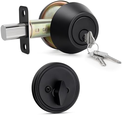 Gaurqiah Matte Black Keyed Single Cylinder Deadbolt Lock Complete Door Security Solution