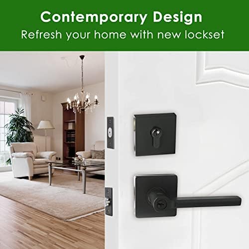 NEWBANG Square Heavy Duty Keyed Entry_combo with Deadbolt Lever Handle