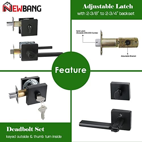 NEWBANG Square Heavy Duty Keyed Entry_combo with Deadbolt Lever Handle
