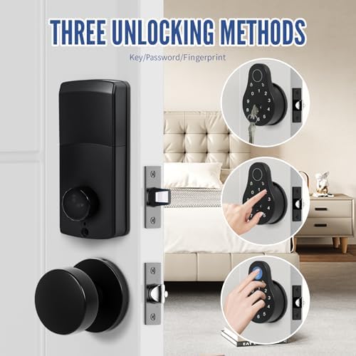 Electronic Deadbolt Keypad Lock Set for Front Exterior Doors Black