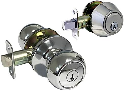 Polished Chrome Entry Keyed Door Handle with Deadbolt Combo Pack