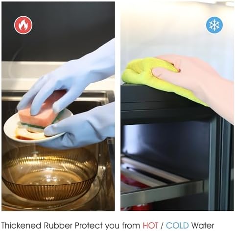 COOLJOB 2-Pair ThickenedRubber Gloves Grip for Kitchen Bathroom Cleaning