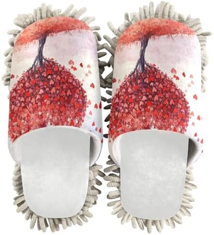 Valentines Handy Mop Slippers - Washable Quiet for Perfect Cleaning