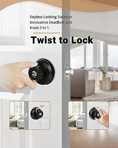 Twist-to-Lock Deadbolt Lock Black 1-Pack