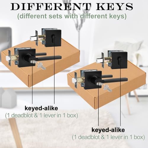 HISAFE Keyed Entry Door Handle with Single Cylinder Deadbolt Combo Matte Black