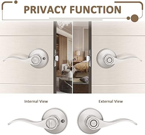 8-Pack Privacy Door Lock Set with Reversible Handles in Satin Nickel