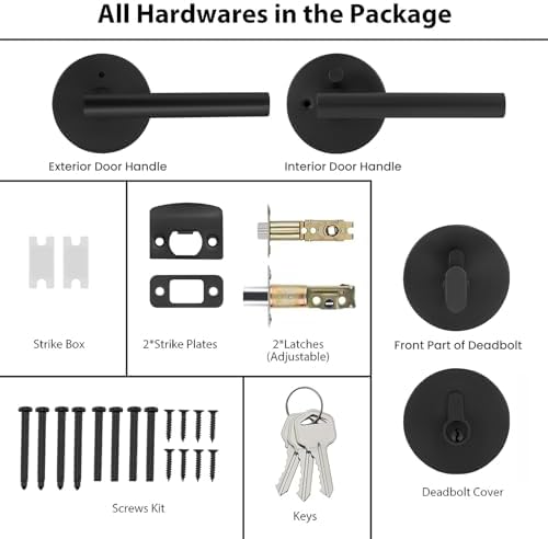 Haidms Matte Black Door Lock Set with Deadbolt
