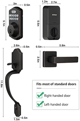 Revolo Front Door Handle Set No Lock - Zinc Alloy Matte Black