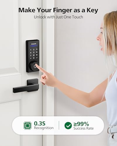 Dual Camera Door Lock Fingerprint Entry Front and Back Door Security