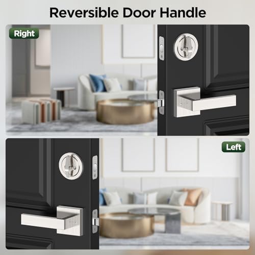 MAXECURITY Silver Front Door Handle and Deadbolt Set