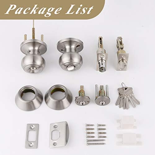 Probrico Entry Door Knob and Double Cylinder Deadbolt Lock Combo Set