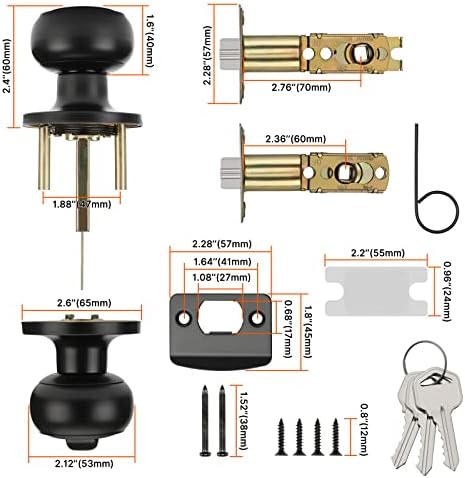 Versatile EntryExterior Door Knobs with Keys Set Matte Black