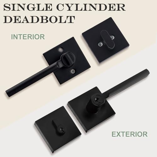 HISAFE Keyed Entry Door Handle with Single Cylinder Deadbolt Combo Matte Black