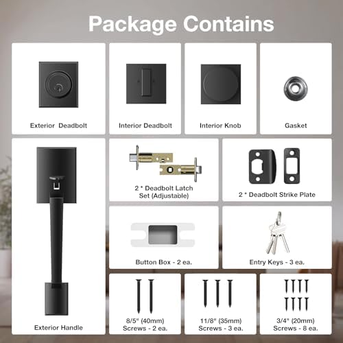 Calzibeno Front Door Lock Set Matte Black Modern Handle