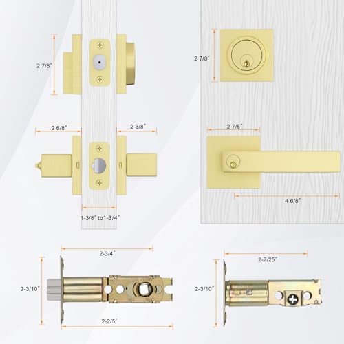 Gold Front Door Handle and Door Lock Set