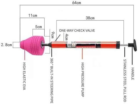 High Pressure Toilet Plunger with Air Pump Heavy Duty Stainless Steel Clog Remover