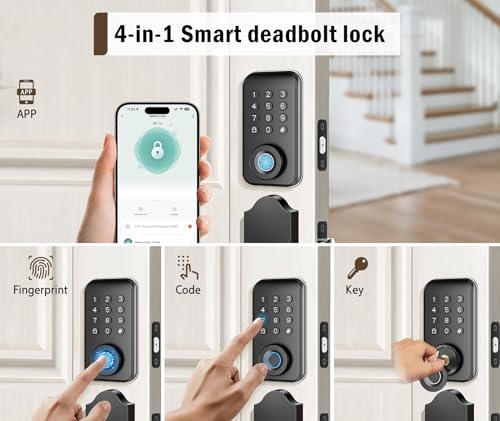 Smart IP54 Waterproof Deadbolt System with 4 Unlock Methods