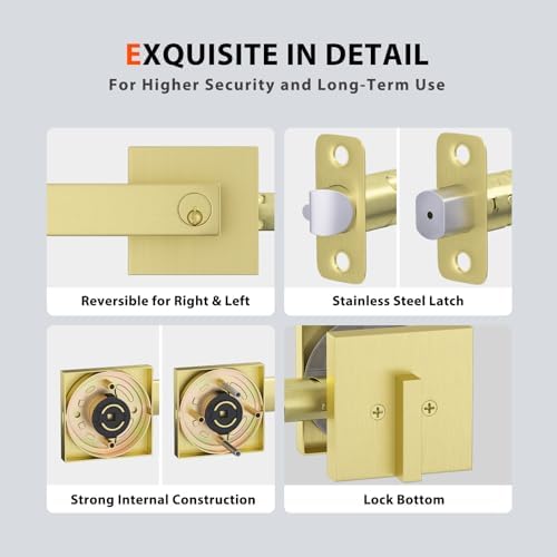 Gold Front Door Handle and Door Lock Set